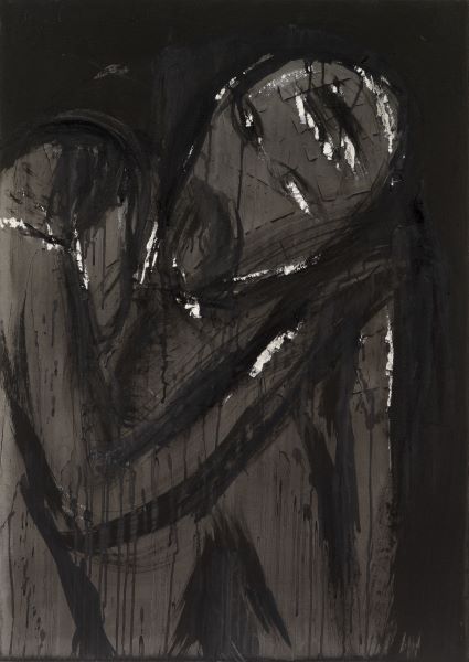 Black Tears, 2000, Acrylic Ink on paper, 100x71cm